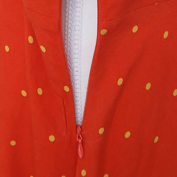 Free People All Yours Orange & Yellow Polka Dot Mini Dress Size 10 - Picture 10 of 11